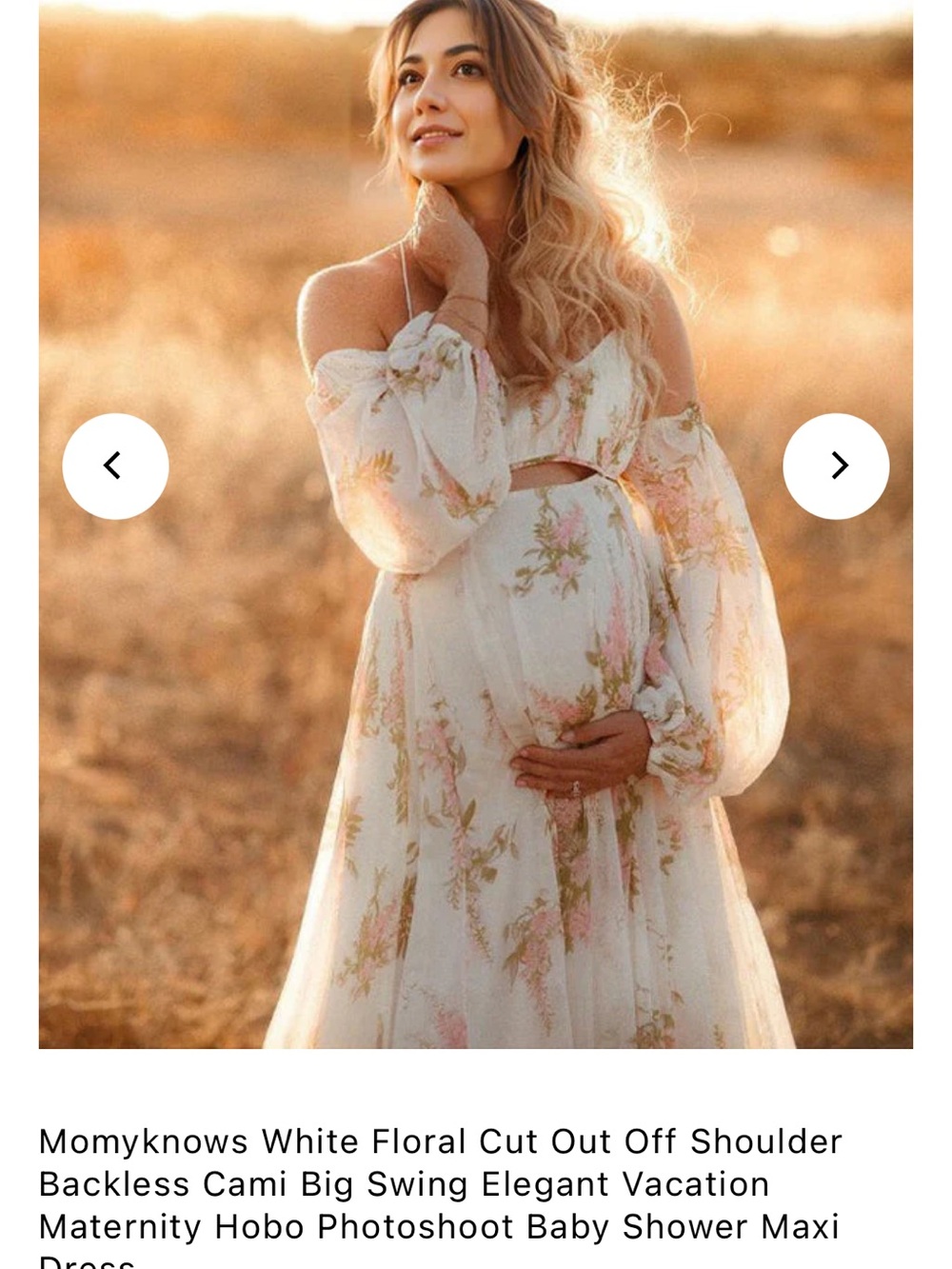 Mommyknows White Floral Off-Shoulder Maternity Maxi Dress
